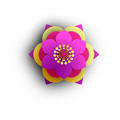 Bright 3d flower isolated on white.