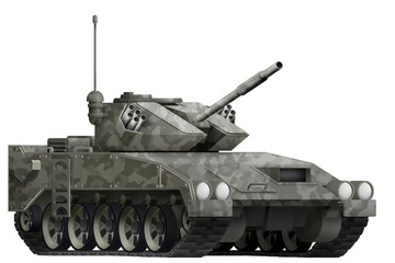 Fototapeta na wymiar light tank apc with city camouflage with fictional design - isolated object on white background. 3d illustration