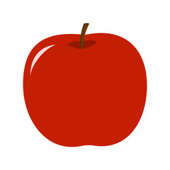 Vector flat red apple on white background