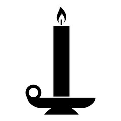 Simple, black silhouette illustration of a candle. Isolated on white