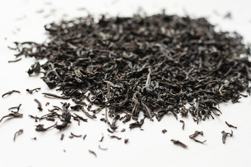 Dry black tea leaves
