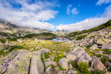 Fototapeta na wymiar Magnificent summer view of the Frog lake in Pirin Mountains