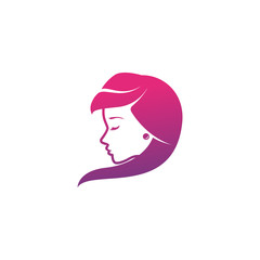 beauty logo vector template. woman silhouette vector icon illustration