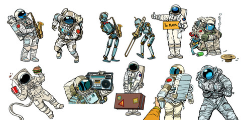 Set collection astronauts and robots © studiostoks