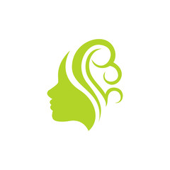 beauty logo vector template. woman silhouette vector icon illustration