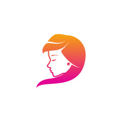 beauty logo vector template. woman silhouette vector icon illustration