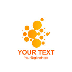 Abstract vector circle logotype. Orange unusual isolated chemistry logo. Virus icon. Orange sunny sun. Flower.