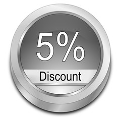 5% Discount button - 3D illustration