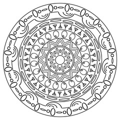 Coloring mandala in hand drawn doodle style.