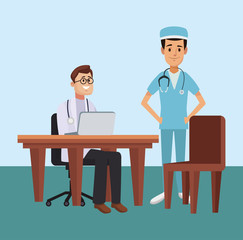 Fototapeta premium Doctor office cartoon concept vector illustration graphic design