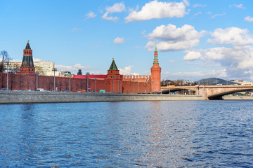 View on Moscow Kremlin and Kremlin Embankment in Moscow. Russia