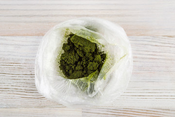 carcinogenic chewing tobacco (nas, nasvay, dip, snus) from Tajikistan, in an open package