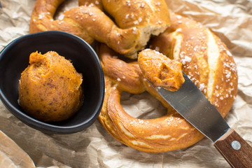 Bavarian Pretzel with Homemade Mangalica Fat Spread