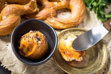 Bavarian Pretzel with Homemade Mangalica Fat Spread