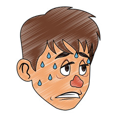 Sick man face cartoon vector illustration graphic design