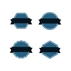 Collection of badges with label, flat style vectors