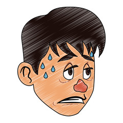 Sick man face cartoon vector illustration graphic design