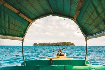 Foto op Canvas Nice view inside the boat of Prison island,Zanzibar Tanzania,sunny day. © robertobinetti70