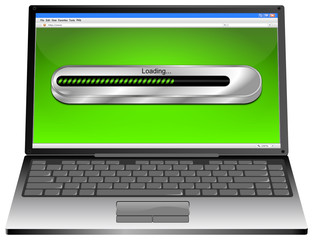 Laptop computer with Loading bar - 3D illustration