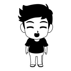 Cute manga boy faceless cartoon vector illustration graphic design