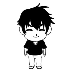 Cute manga boy faceless cartoon vector illustration graphic design