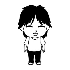 Cute manga boy faceless cartoon vector illustration graphic design