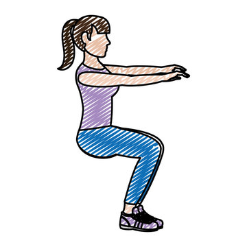doodle fitness woman doing squarts training