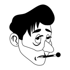 Sick man face cartoon vector illustration graphic design