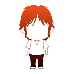 Cute manga boy faceless cartoon vector illustration graphic design
