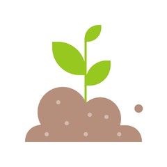 Growing sprout from soil, flat design icon agriculture and gardening concept