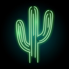 Neon Glowing Cactus Plant Light Sign © James Thew