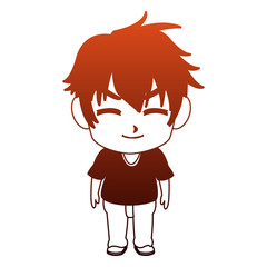 Cute manga boy faceless cartoon vector illustration graphic design