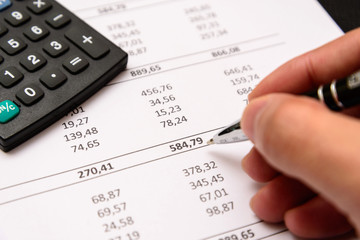 Accounting equipment in use. Important work material in many professions.