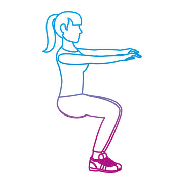 degraded line fitness woman doing squarts training
