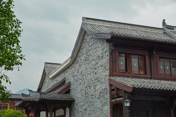 house, architecture, building, wooden, home, ancient, wood, temple, roof, garden, village, sky, traditional, rural, nature, travel, landscape, asia, green, summer, cottage, hut, grass, china, tree