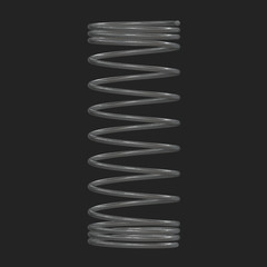 Metal spring or machine shock absorber. 3d render on black background