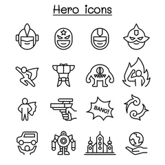 Foto op Canvas Hero icon set in thin line style © Puckung