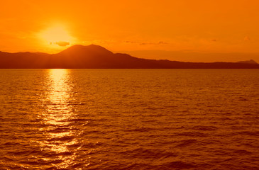 Naklejka premium Sunset over Corfu town