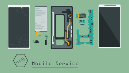 Simple flat icons for the phone service advertisement - 203565247