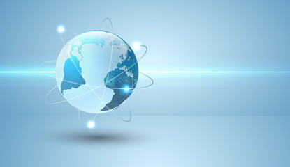 Globe with orbits and glowing