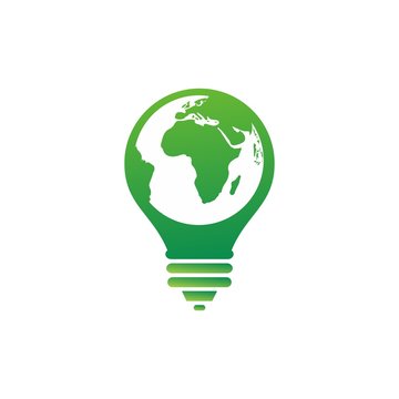 green bulb logo design for save energy and recycle
