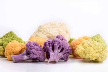 Inflorescence of cauliflower isolated on white background