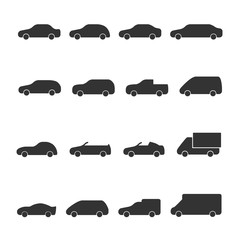 Vector image of set of car icons.