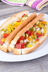 alldress delicious hotdog on a plate