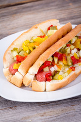 alldress delicious hotdog on a plate