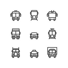 Transport, vehicle, truck and car simple vector icons for web and mobile design pack 1