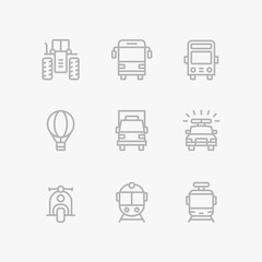 Grey Transport, vehicle, truck and car simple vector icons for web and mobile design pack 2
