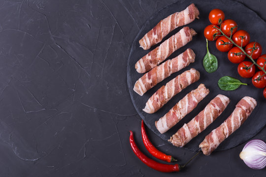 Sausages wrapped in bacon, chevapchichi