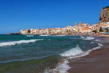 Cefalu at sunset, Sicily, Sicilia, Italy - Tyrrhenian Sea, Mediterranean Sea