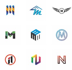 m, n, mn, nm letter logo design for template, creative, identity, and website